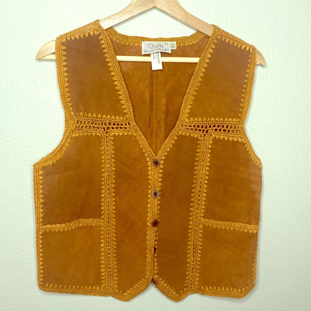 🌸Vintage 70s Leather Vest 🌼✌🏼